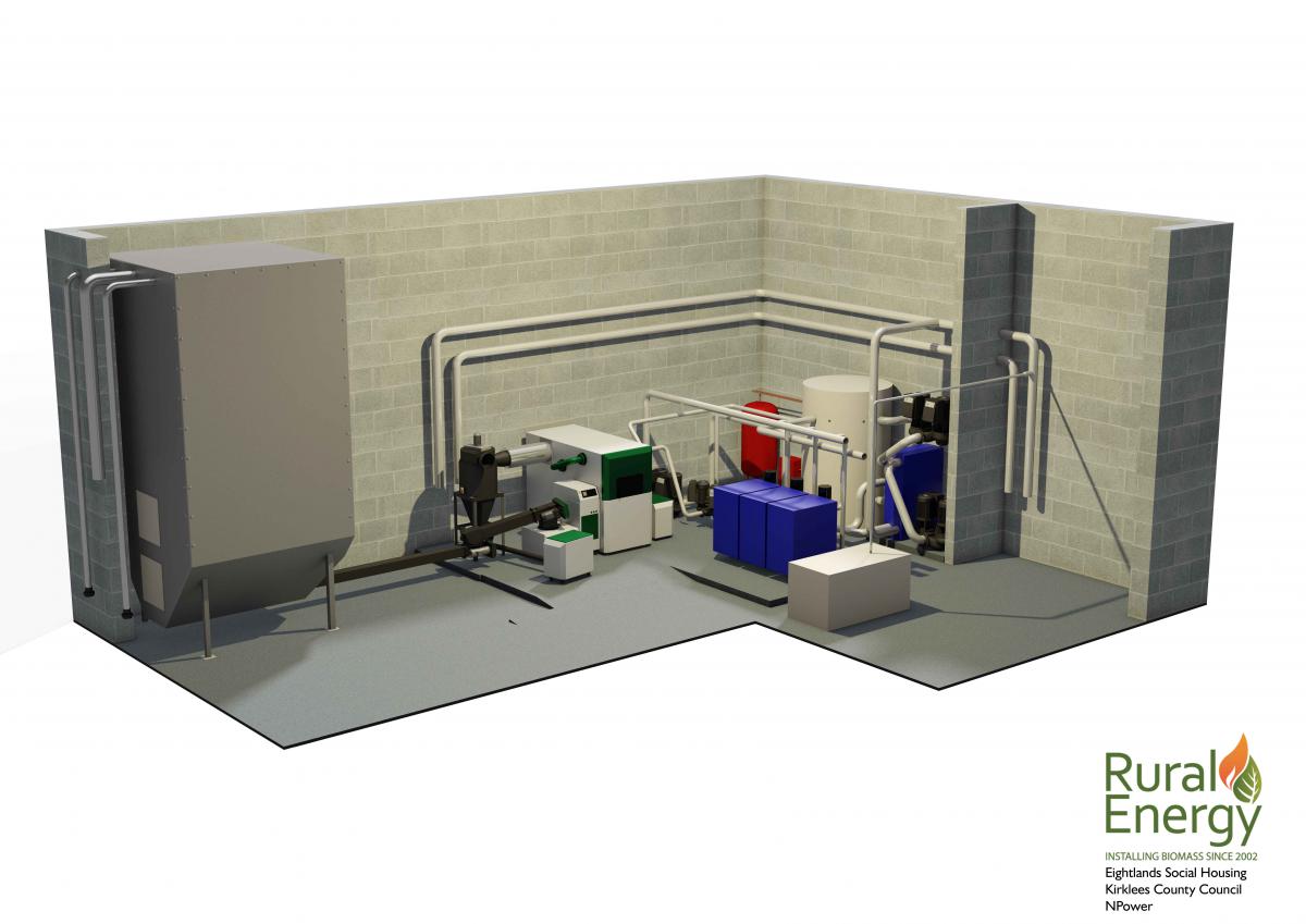 3D design of biomass plant room and fuel store 